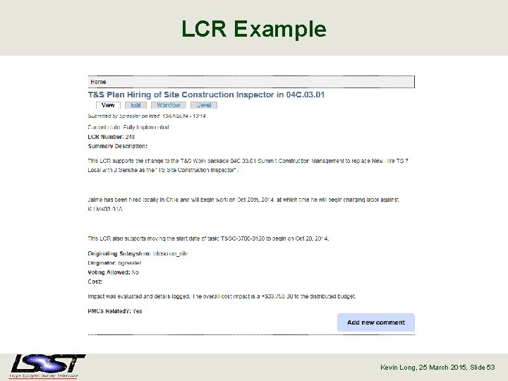 LCR Example Kevin Long, 25 March 2015, Slide 53 