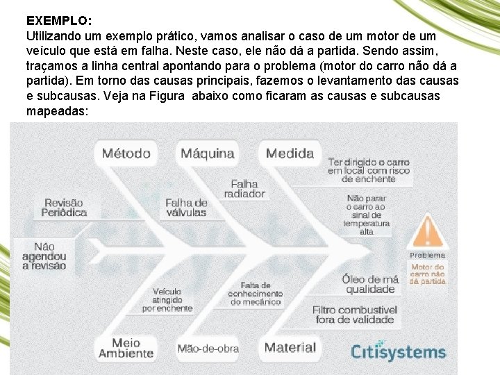 EXEMPLO: Utilizando um exemplo prático, vamos analisar o caso de um motor de um