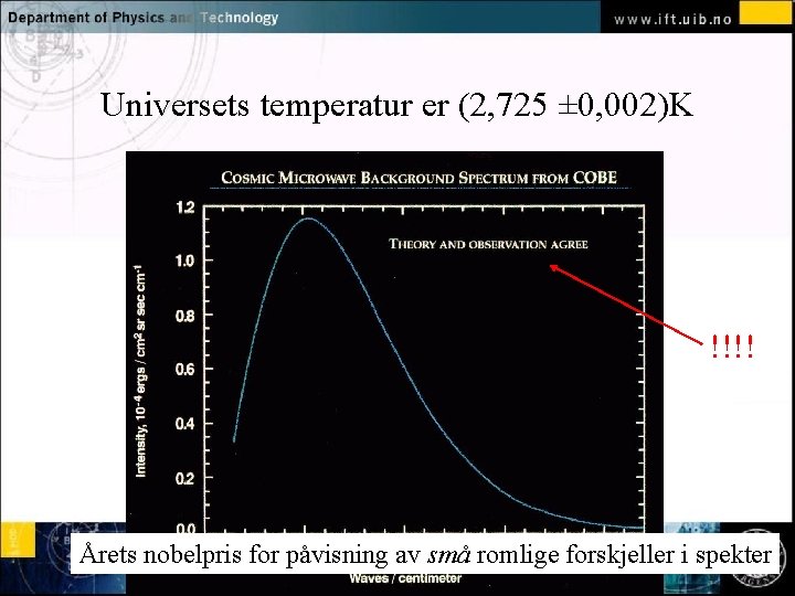 Universets temperatur er (2, 725 ± 0, 002)K Normal text - click to edit