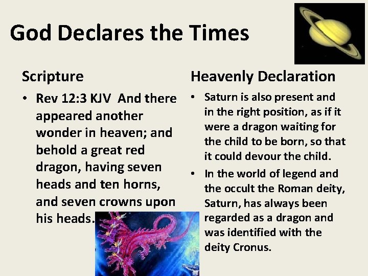 God Declares the Times Scripture Heavenly Declaration • Rev 12: 3 KJV And there