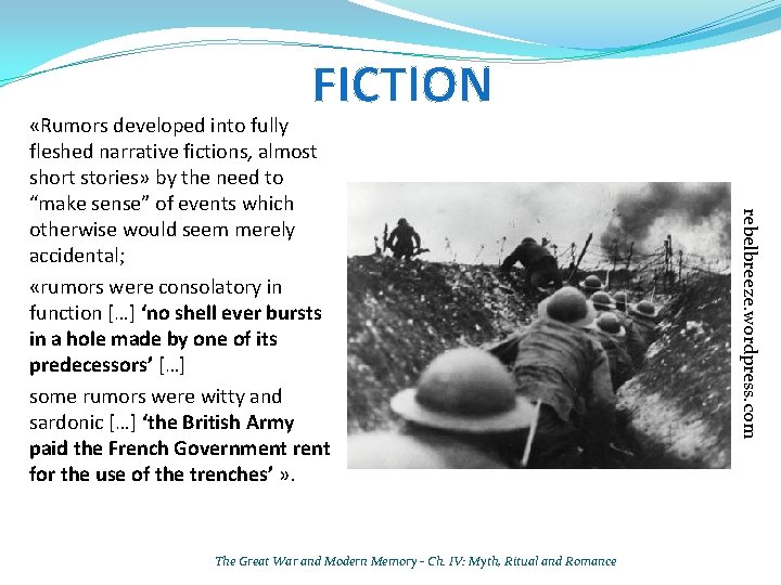 FICTION The Great War and Modern Memory - Ch. IV: Myth, Ritual and Romance