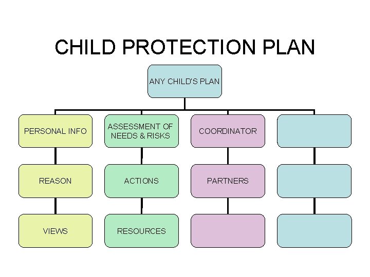 CHILD PROTECTION PLAN ANY CHILD’S PLAN PERSONAL INFO REASON VIEWS ASSESSMENT OF NEEDS &