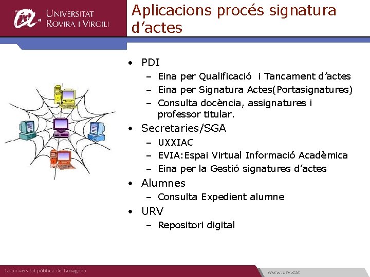 Aplicacions procés signatura d’actes • PDI – Eina per Qualificació i Tancament d’actes –