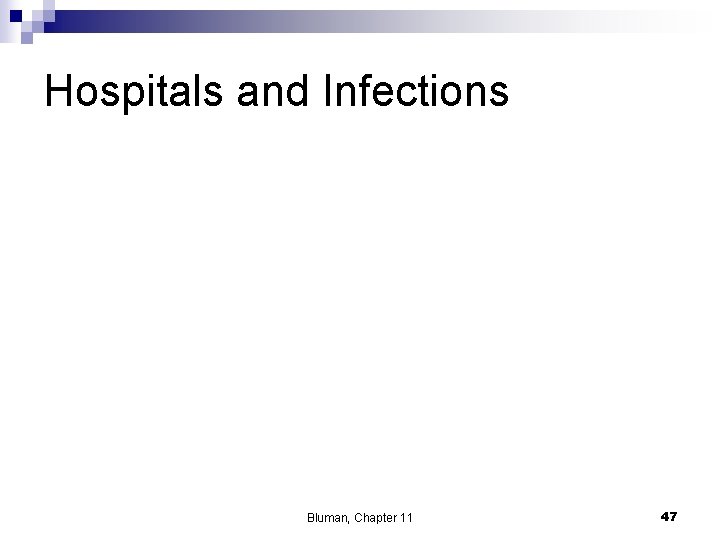 Hospitals and Infections Bluman, Chapter 11 47 