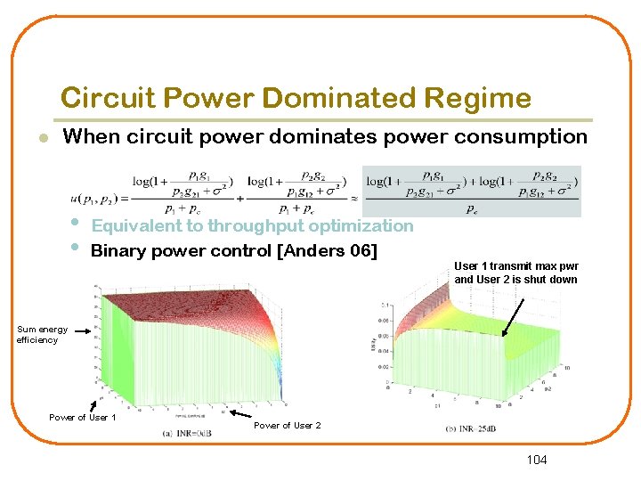 Circuit Power Dominated Regime l When circuit power dominates power consumption • • Equivalent