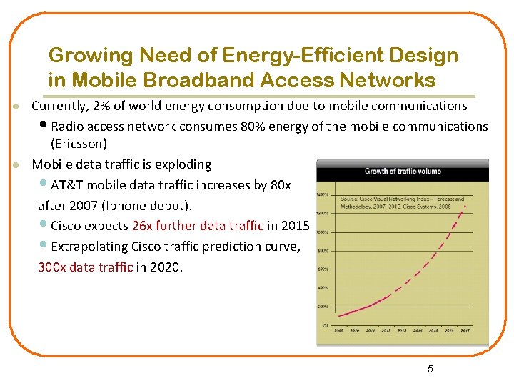 Growing Need of Energy-Efficient Design in Mobile Broadband Access Networks l l Currently, 2%