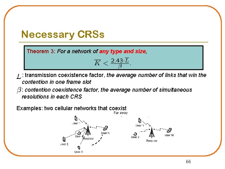 Necessary CRSs Theorem 3: For a network of any type and size, : transmission