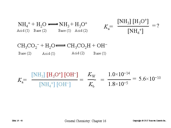 NH 4+ + H 2 O Acid (1) Base (2) CH 3 CO 2−