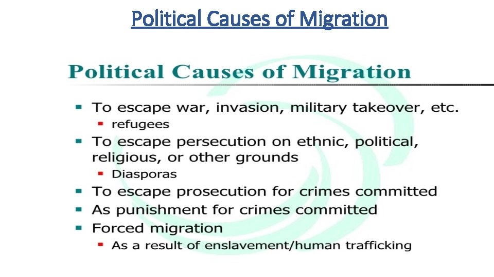 Political Causes of Migration 