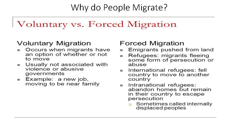 Why do People Migrate? 