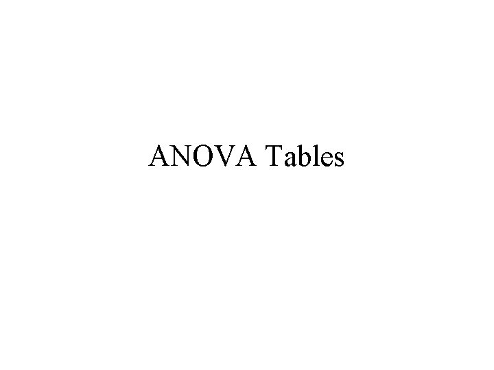 ANOVA Tables 