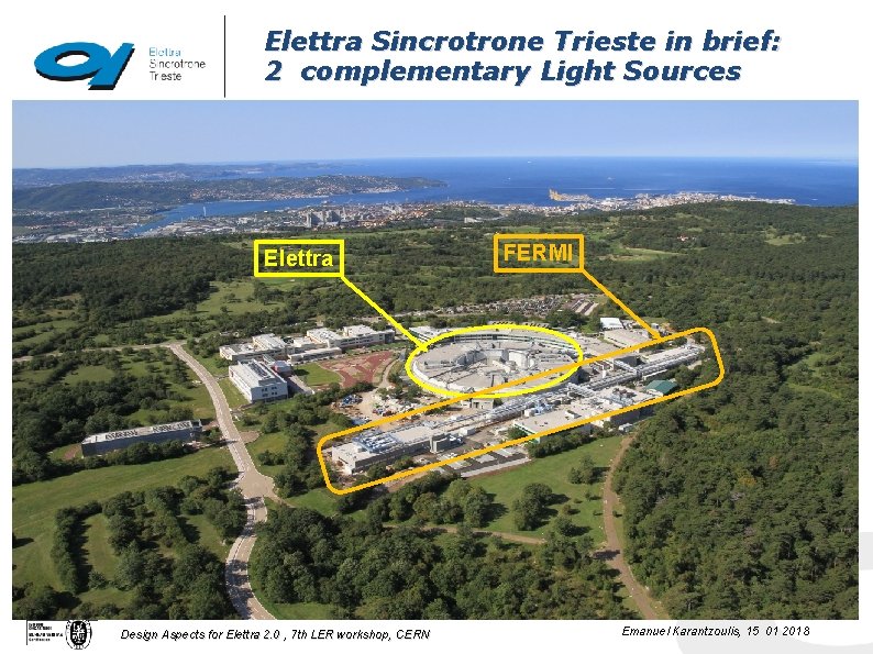 Elettra Sincrotrone Trieste in brief: 2 complementary Light Sources Elettra FERMI 2 Design Aspects