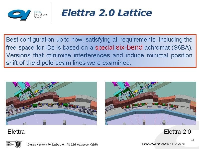 Elettra 2. 0 Lattice Best configuration up to now, satisfying all requirements, including the