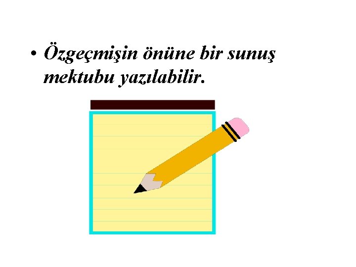  • Özgeçmişin önüne bir sunuş mektubu yazılabilir. 