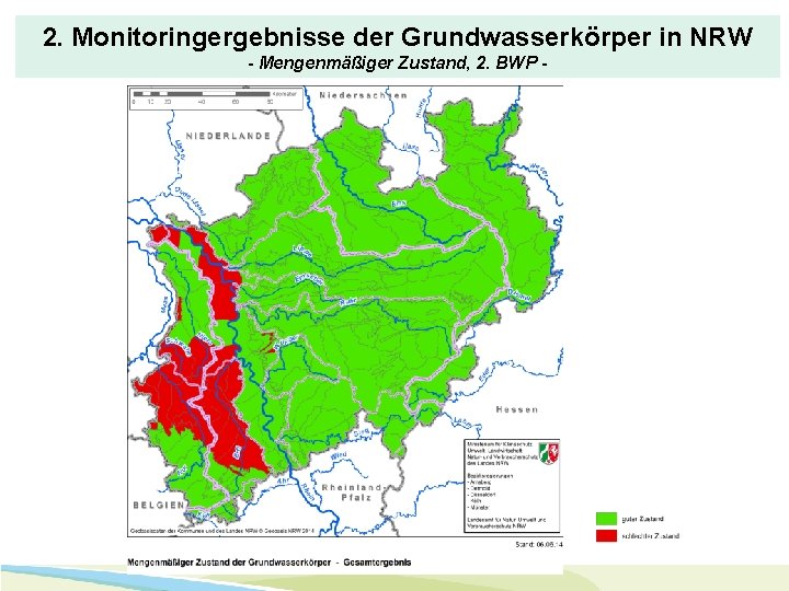 2. Monitoringergebnisse der Grundwasserkörper in NRW - Mengenmäßiger Zustand, 2. BWP - 