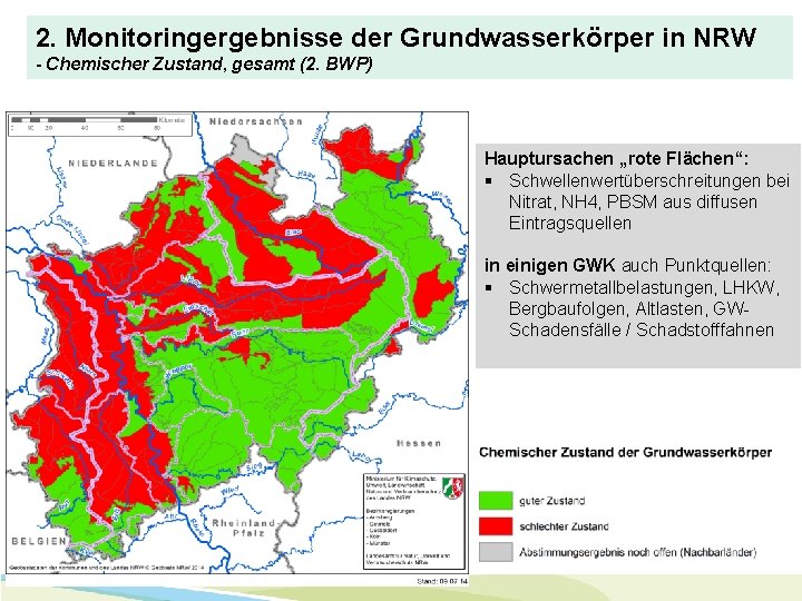 2. Monitoringergebnisse der Grundwasserkörper in NRW - Chemischer Zustand, gesamt (2. BWP) Hauptursachen „rote