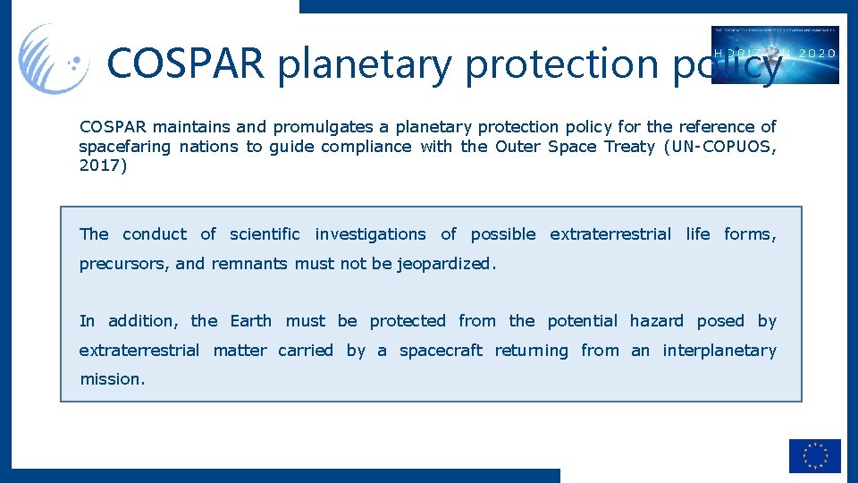 Planetary Protection Basics Presented by Dr J Andy