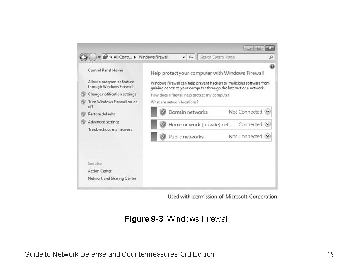 Figure 9 -3 Windows Firewall Guide to Network Defense and Countermeasures, 3 rd Edition Figure 9 -3 Windows Firewall Guide to Network Defense and Countermeasures, 3 rd Edition