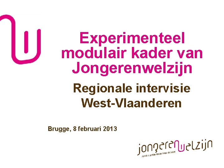 Experimenteel modulair kader van Jongerenwelzijn Regionale intervisie West-Vlaanderen Brugge, 8 februari 2013 