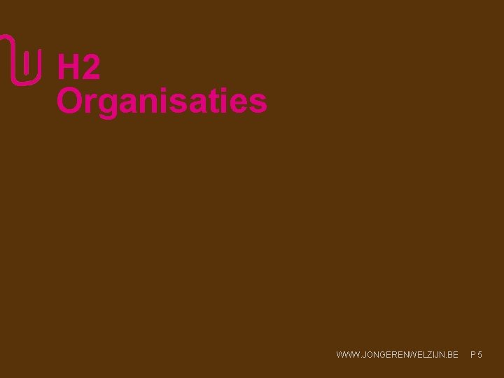 H 2 Organisaties WWW. JONGERENWELZIJN. BE P 5 