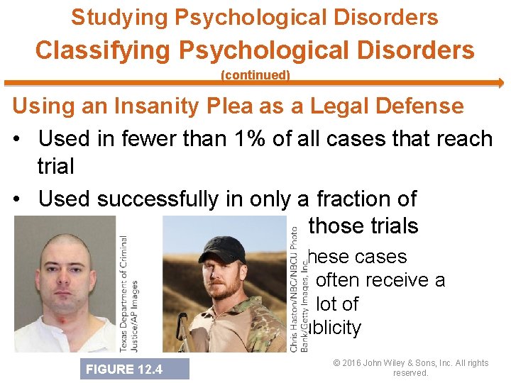 Studying Psychological Disorders Classifying Psychological Disorders (continued) Using an Insanity Plea as a Legal