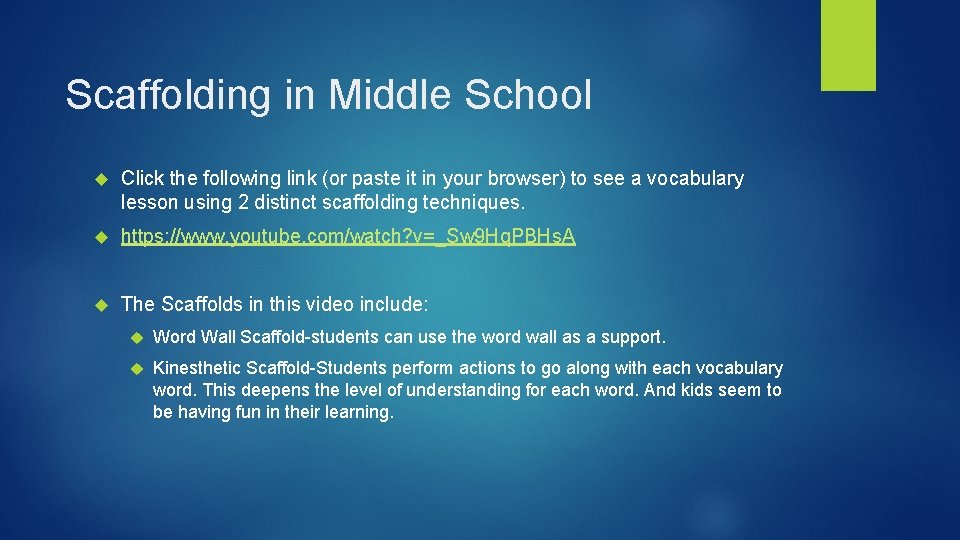 Scaffolding in Middle School Click the following link (or paste it in your browser)