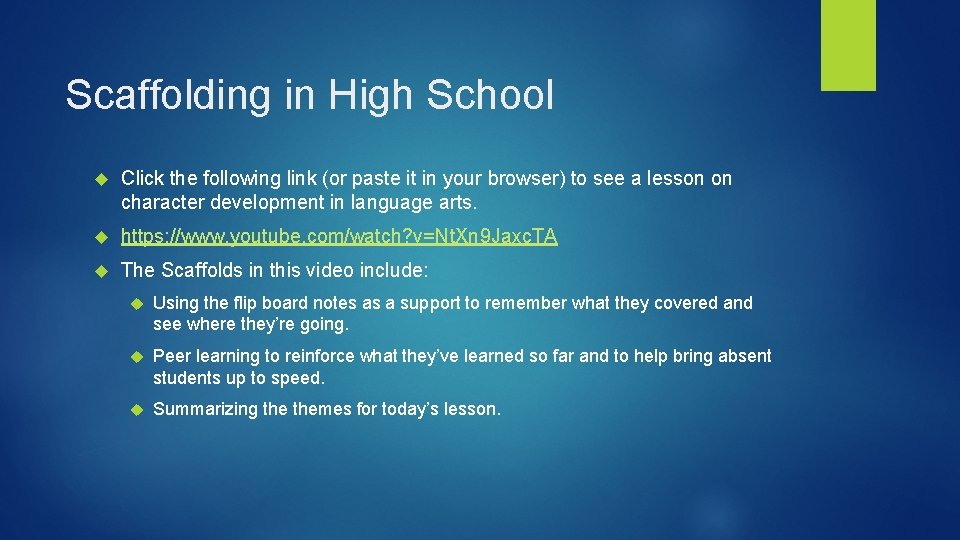 Scaffolding in High School Click the following link (or paste it in your browser)