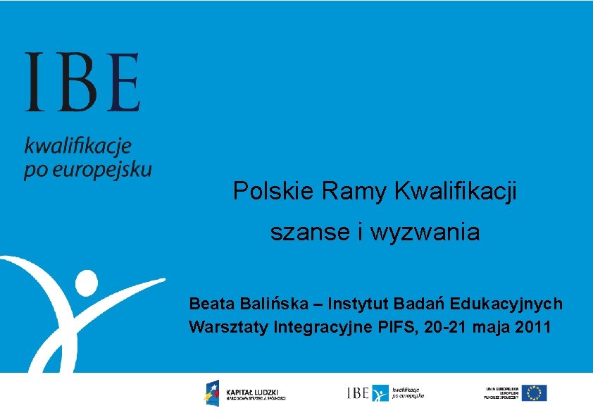Polskie Ramy Kwalifikacji szanse i wyzwania Beata Balińska – Instytut Badań Edukacyjnych Warsztaty Integracyjne