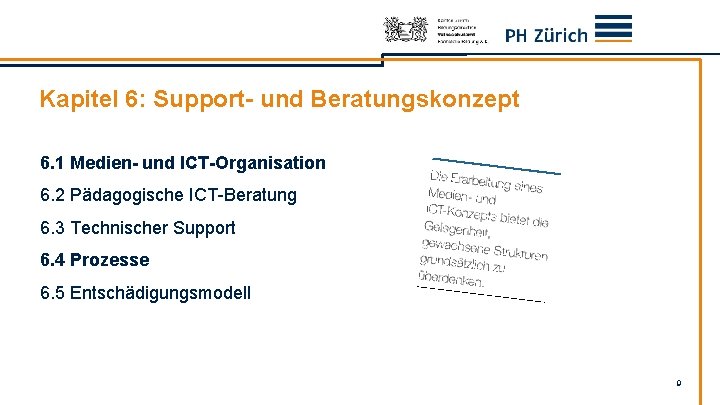 Kapitel 6: Support- und Beratungskonzept 6. 1 Medien- und. ICT-Organisation 6. 2 Pädagogische ICT-Beratung