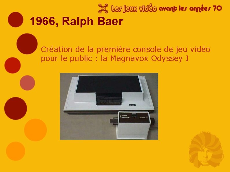 1966, Ralph Baer Création de la première console de jeu vidéo pour le public