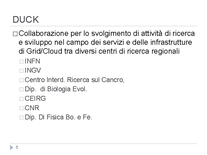 DUCK � Collaborazione per lo svolgimento di attività di ricerca e sviluppo nel campo DUCK � Collaborazione per lo svolgimento di attività di ricerca e sviluppo nel campo