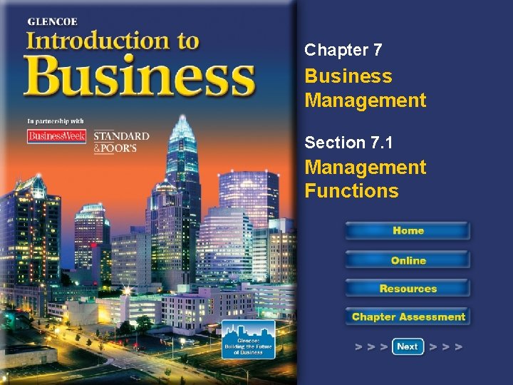 Chapter 7 Business Management Section 7. 1 Management Functions 