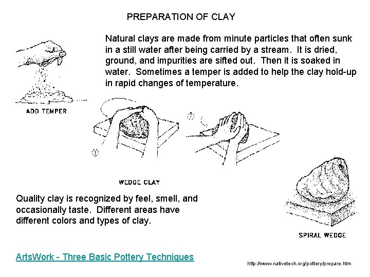 PREPARATION OF CLAY Natural clays are made from minute particles that often sunk in
