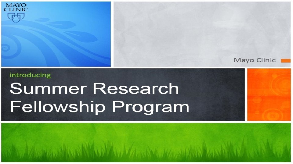 Mayo Clinic introducing Summer Research Fellowship Program Mayo Clinic introducing Summer Research Fellowship Program