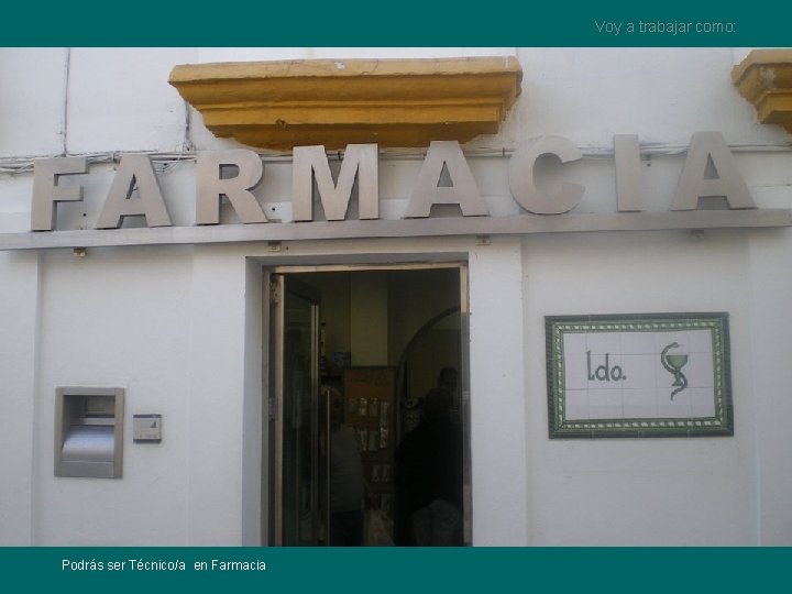 Voy a trabajar como: Podrás ser Técnico/a en Farmacia 