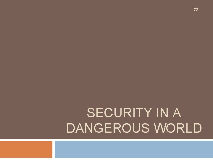 73 SECURITY IN A DANGEROUS WORLD 