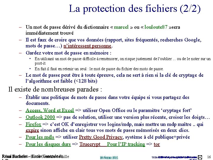 La protection des fichiers (2/2) – Un mot de passe dérivé du dictionnaire «