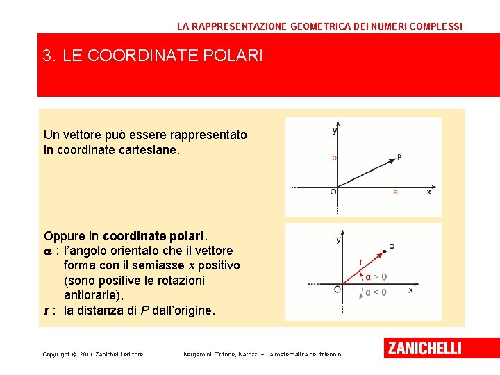 LA RAPPRESENTAZIONE GEOMETRICA DEI NUMERI COMPLESSI 3. LE COORDINATE POLARI Un vettore può essere