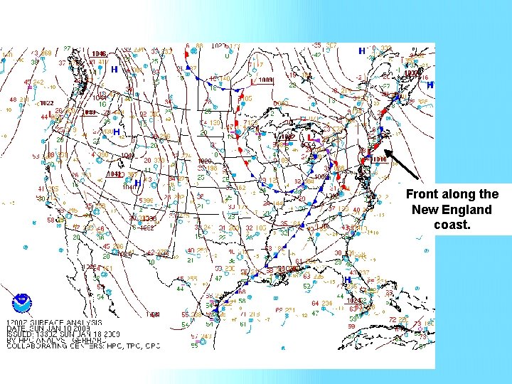 Front along the New England coast. 