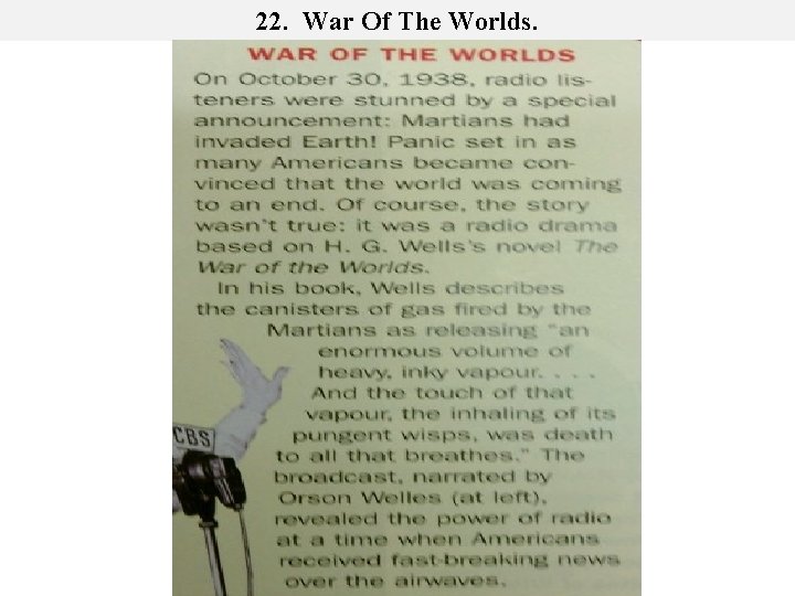 22. War Of The Worlds. 