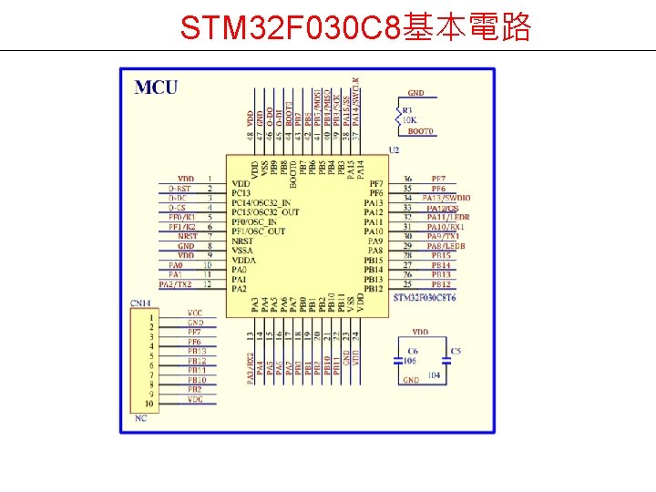 STM 32 F 030 C 8基本電路 