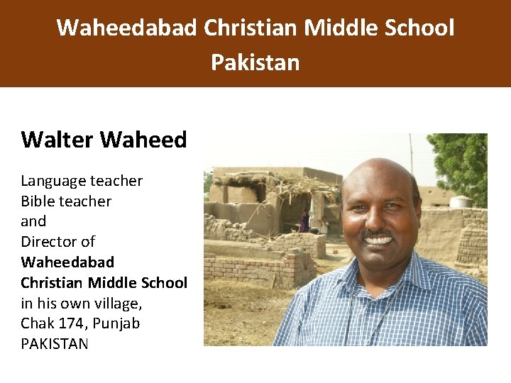 Waheedabad Christian Middle School Pakistan Walter Waheed Language