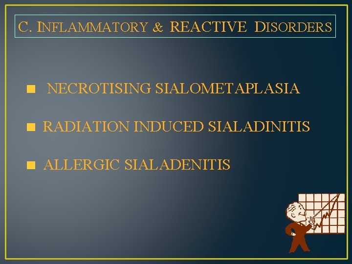 C. INFLAMMATORY & REACTIVE DISORDERS NECROTISING SIALOMETAPLASIA RADIATION INDUCED SIALADINITIS ALLERGIC SIALADENITIS 