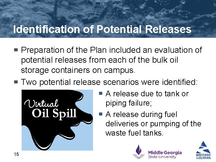 Identification of Potential Releases ▀ ▀ Preparation of the Plan included an evaluation of