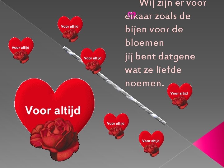  Wij zijn er voor elkaar zoals de bijen voor de bloemen jij bent