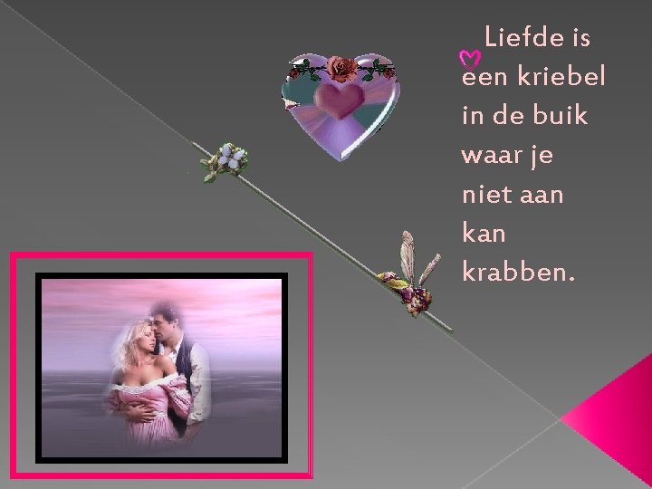  Liefde is een kriebel in de buik waar je niet aan krabben. 