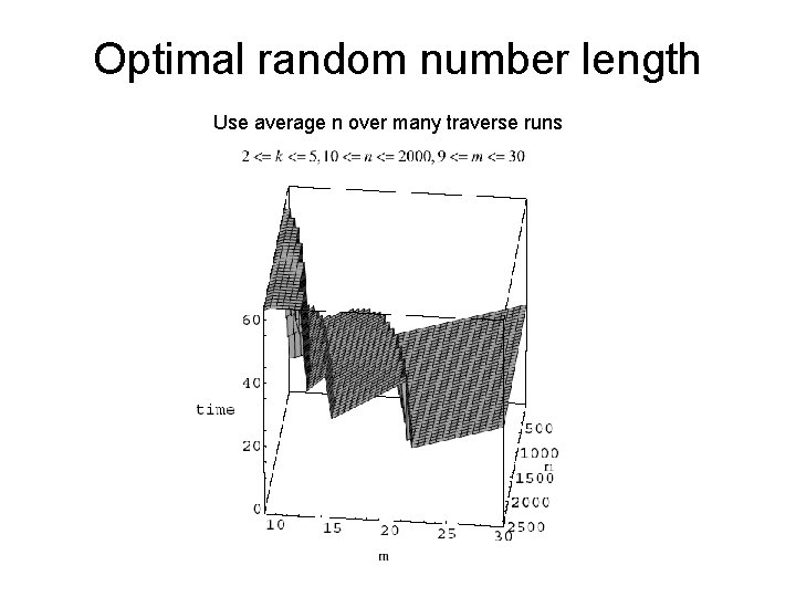 Optimal random number length Use average n over many traverse runs 