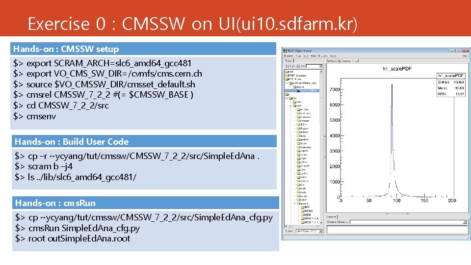 Exercise 0 : CMSSW on UI(ui 10. sdfarm. kr) Hands-on : CMSSW setup $> Exercise 0 : CMSSW on UI(ui 10. sdfarm. kr) Hands-on : CMSSW setup $>