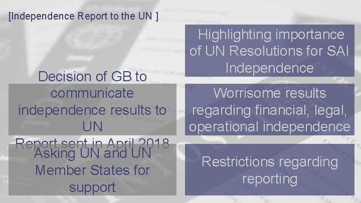 [Independence Report to the UN ] Decision of GB to communicate independence results to