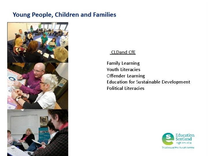 Family Learning Youth Literacies Offender Learning Education for Sustainable Development Political Literacies 